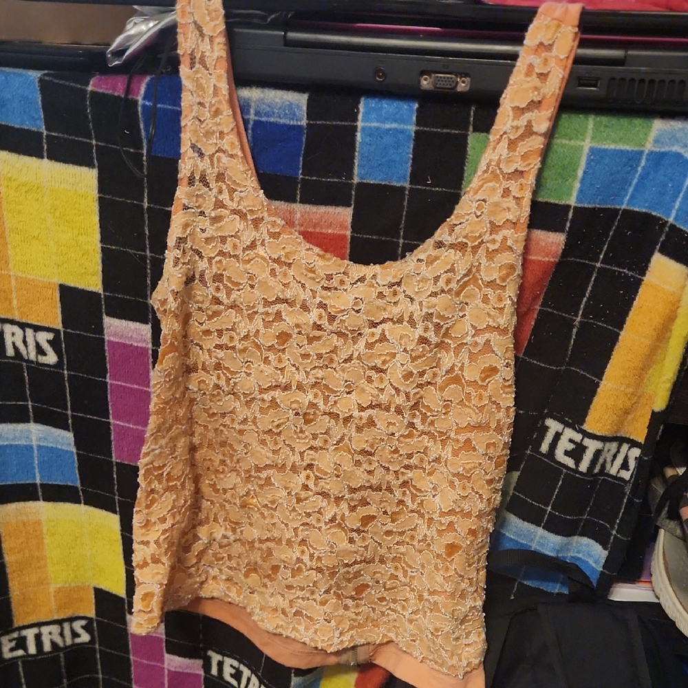 Charlotte Russe Lace Tank Top in Peach